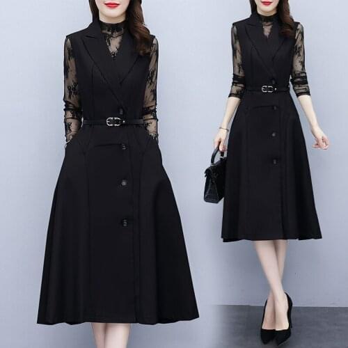 Womens Elegant Fashion Set Clothes Lace Top+Sleeveless Dress 2 Pieces Party Slim Casual Office Work Wear Birthday Outfits Suits