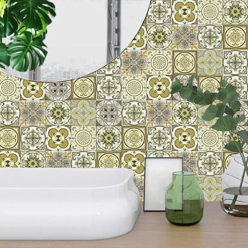 10/15/20/30cm Retro Strip Tiles Wall Sticker Kitchen Stairs Tile Ceramics Home Decor Wallpaper Peel & Stick Waterproof Art Mural