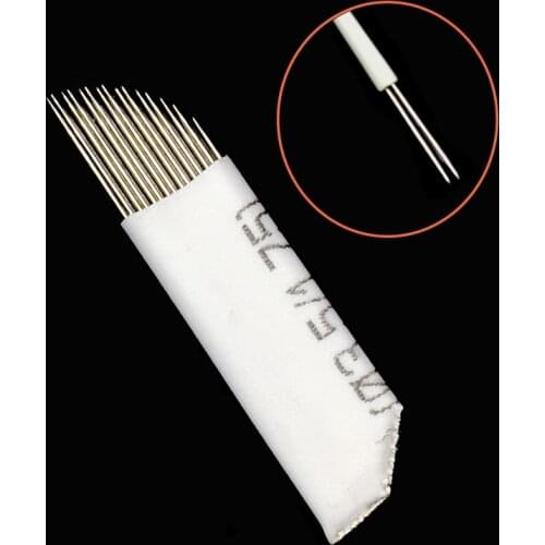 100 Double Row 15 Microblading Needle Permanent Makeup Eyebrow Tattoo Needles Manual Pen Lamina Double 15 Pin Maquillaje Permane