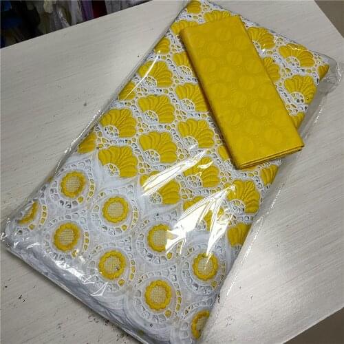 2.5+2.5 Yards Swiss Voile Lace In Switzerland With Bazin Riche Fabrics 2021 Top Quality Sewing Clothing Dry Lace With Embroidery