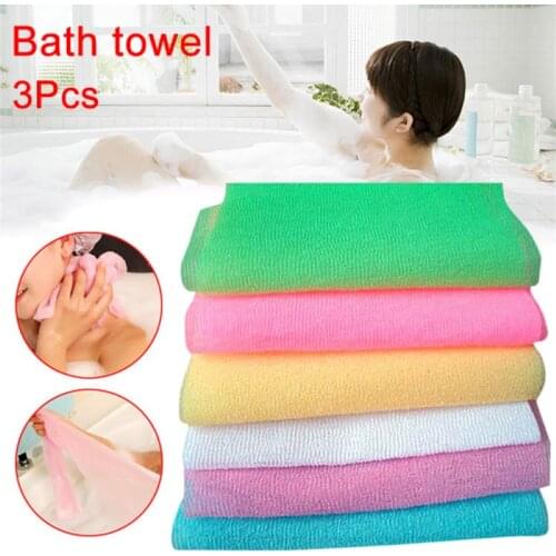 3Pcs Nylon Mesh Bath Shower Body Washing Clean Exfoliate Puff Scrubbing Towel Wash Cleaning Tool NW