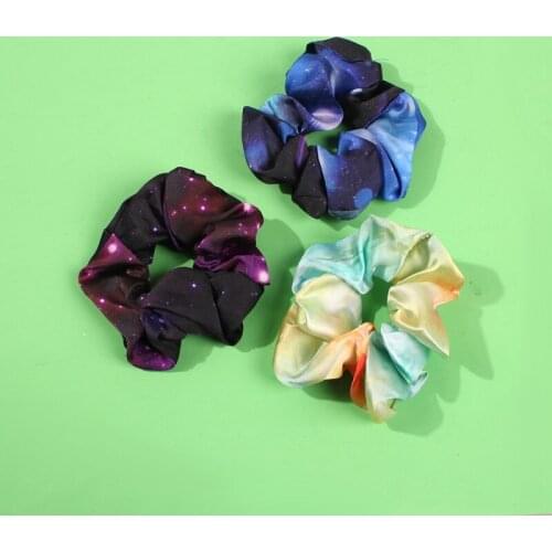3 pcs 2020 Korea Fashion Starry Sky Print Hair Rope Elastic Hair Band Women Girls Hair Scrunchies Ponytail Hold Hair Accessories