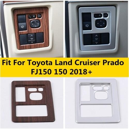 Wood Grain / Matte Accessories For Toyota Land Cruiser Prado FJ150 150 2018 - 2020 Headlight Lamp Switch Button Panel Cover Trim