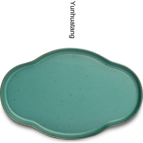 Begonia Pot Bearing Chinese Earthenware Dry-Bulb Disk Kung Fu Tea Ceramic Plate Fruit Dian Xin Pan Tray Tea Tray Serving Tray