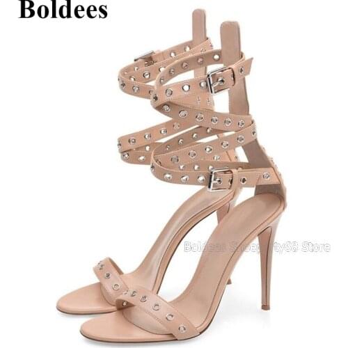 Sexy Holes Designer High Heel Fish Eyes Decor Summer Sandals Women Open Toe Cut Out Double Buckle Ankle Wrap High Heel Shoes