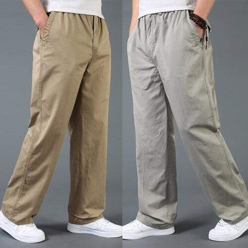 New arrvial Summer mens 100% cotton casual trousers loose fashion large thin plus size L XL XXL 3XL 4XL 5XL 6XL