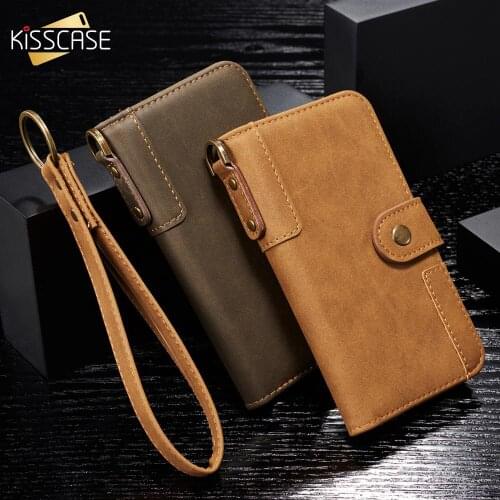 Lanyard Retro Cowhide Leather Wallet Case For Samsung A20 A30 A40 A50 A70 S10 S9 S8 Plus Note 8 9 10 S6 S7 Edge Flip Phone Stand