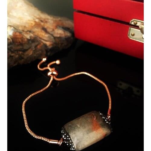 Dr Stone Natural Stone Women Peridot Stone rose gold plated Bracelet 372887973