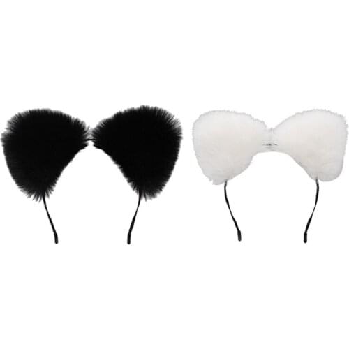 Lolita Plush Hair Hoop Animal Cat Ears Headwear Furry Headband Cute Headpiece Anime Fancy Dress Cosplay Accessories