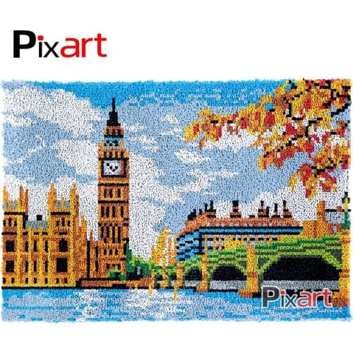 Latch Hook Rug Lodon Bridge Crocheting Wall Tapestry Kits DIY Carpet Rug Chunky Yarn Needlework Knitted Floor Mat Hobby & Crafts