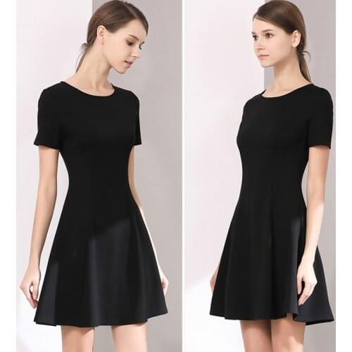 Summer Short Sleeve V-neck Slim A Line One-piece Dress Ladies Short Sexy Girl Office Wear Formal Black Plus Size Dinner Dress