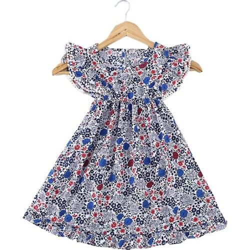 Little Baby Girl Summer Floral Dress Cute Flower Print Dress for 1-6 Years Old Baby Girls Casual Clothes