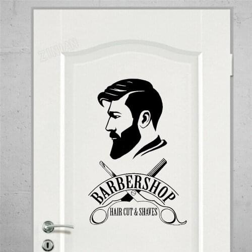 Barbershop Logo Wall Stickers For Window Vinyl Wall Decals For Beauty Salon Home Decoration Accessories For Man Cave Art Y129