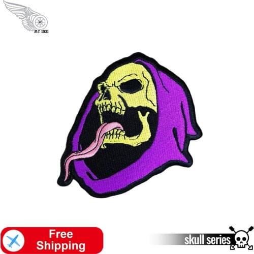 Skeleton Punk Patches for Clothes Embroidery Iron on Patch Cool MC Biker Badges Fashion Accessories Custom DIY Sewing Stickers