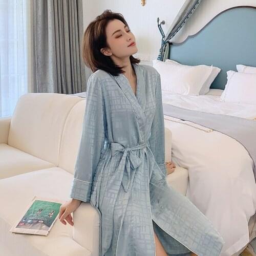 Robes Nightgown female bathrobe fashion atmosphere Lapel home kaftan robe vintage batas toalha de banho mujer modis skirt seksi