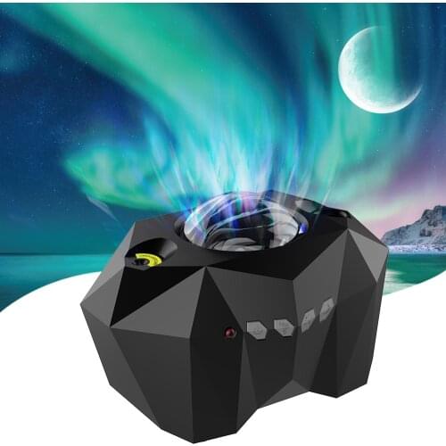 Remote Control Starry Star Projector Lamp Galaxy Projection Night Light Color Changing Aurora Wave with Built-in Music Speaker
