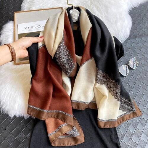 Luxury Women 2020 Brand Designer Cotton Hijab Scarves Winter Warm Foulard Female Bandana Long Large Shawls Wraps Pashmina
