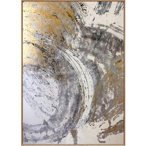 Artist Hand-painted High Quality Abstract Oil Painting on Canvas Handmade Beautiful grey and gold Colors Oil Painting