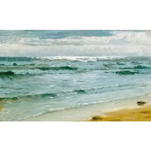 Handmade Living Room Wall Decor Art Landscape Oil Painting Peder Severin Kroyer Seascape Mar en Skagen with Ocean Waves Painting