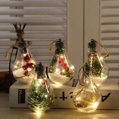 LED Transparent Christmas Ornament Christmas Tree Decoration Pendant Plastic Bulb Ball Christmas Decoration Christmas Balls