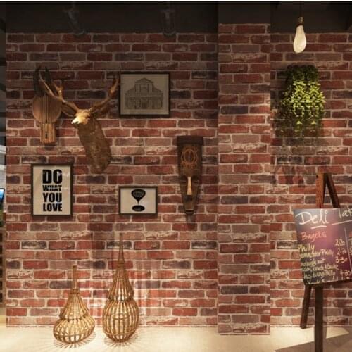 Wellyu 3D antique vintage artificial brick wallpaper roll vinyl plastic retro industrial loft wallpaper red brown gray