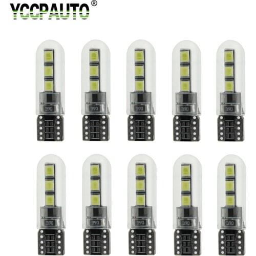 YCCPATUO 10Pcs W5W T10 LED Light Bulbs Glass Shell White LED Car License Plate Light Automobiles Dome Reading Lamp 12V
