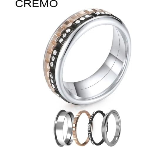Yoiumit Chocolate Vintage Ring Sets Women Exaggerated Filled Ring Geometric Personality Stainless Steel Ring 6mm Wide