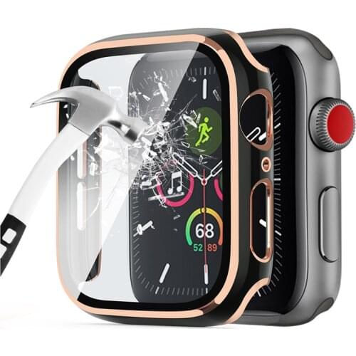 Screen protector cover for Apple Watch 6 SE 5 4 3 2 PC bumper glass+case for iwatch 44mm 42mm 40mm 38mm frame Accessorie