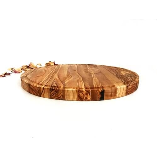Zethome Natural Wood Handmade Round, Slotted Steak / Pizza Board 30cm