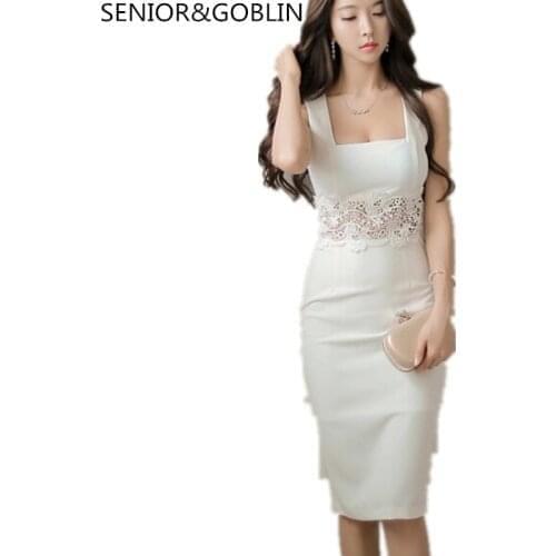 High Quality New arrive woman dress 2019 summer Runway A sleeveless lace Joining together sexy chic dress