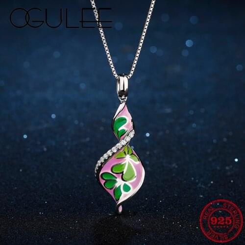 Women Necklace 2021 New Like Sexy Girl Screw Green Pink Plant 925 Sterling Silver Fashion Necklace Pendant Party Jewelry Gift