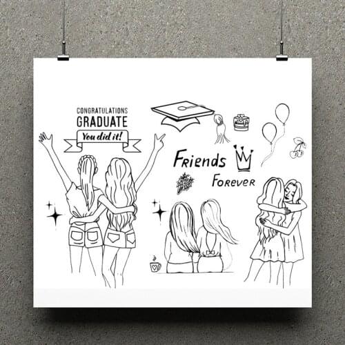 ZhuoAng Graduation Season Girl Clear Stamp / Scrapbook Rubber Stamp / Craft Clear Stamp Card / Seamless Stamp