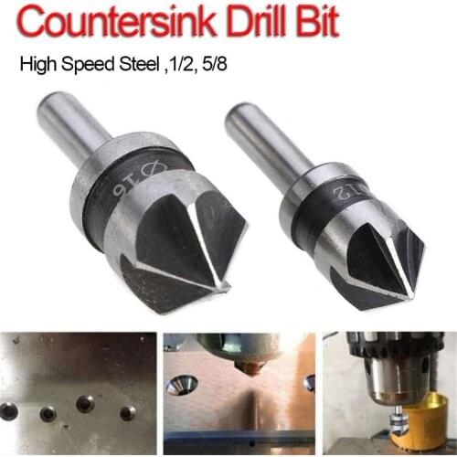 1/2-5/8 Round Shank Woodworking Five Flutes Countersink Drill Bit 2 PCS/ Set