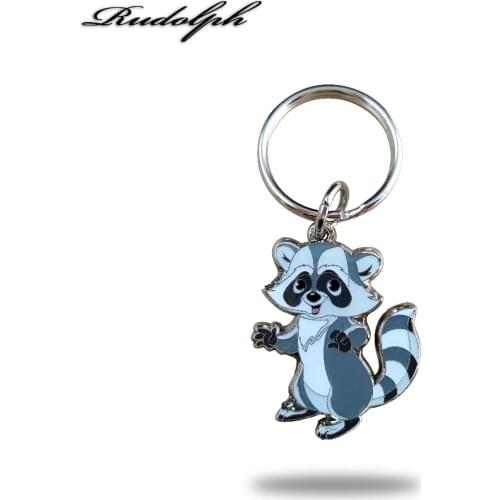 1.5 Inches sell like hot cakes cartoon raccoon Key Chains Soft Enamel And Epoxy