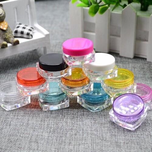 10pcs 3g Colorful Plastic Clear Cosmetic Jars Container White Lid Lotion Bottle Vials Face Cream Sample Pots Gel Boxes