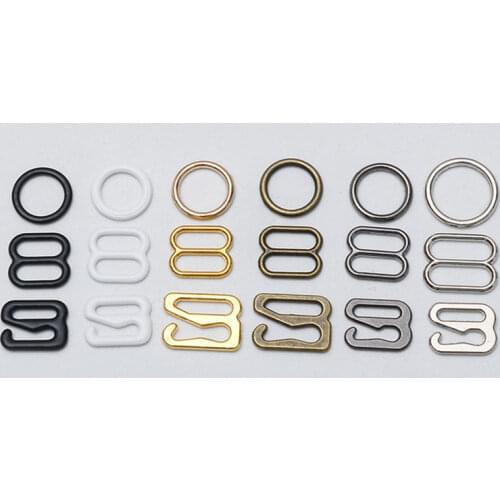 100pcs 6-20mm Metal Bra O-rings Sliders Hooks Bikini Connectors Underwear Strap Adjuster Buttons DIY Clothing Sewing Accessories