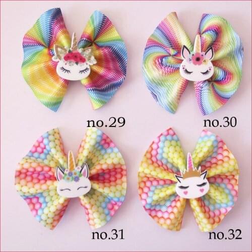 1000 BLESSING Girl 3" Fan Hair Bow Clip Colorful Unicorn Accessories Wholesale