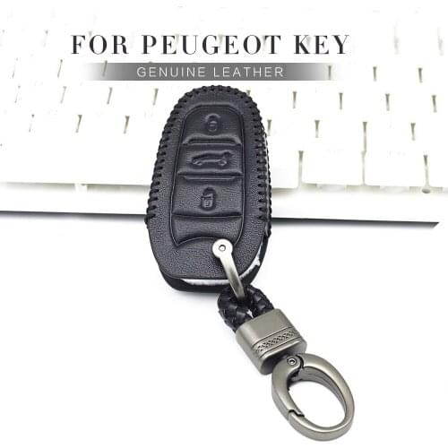 2018 New Real Leather Car Key Case Cover For Peugeot 407 408 206 207 308 301 107 106 3008 2008 Partner Key Ring Case Accessories