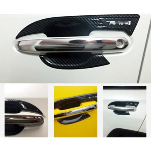 4PCS ABS Carbon Fiber Exterior Door Handle Bowl Cover Trim for 2019-2020 Toyota RAV4