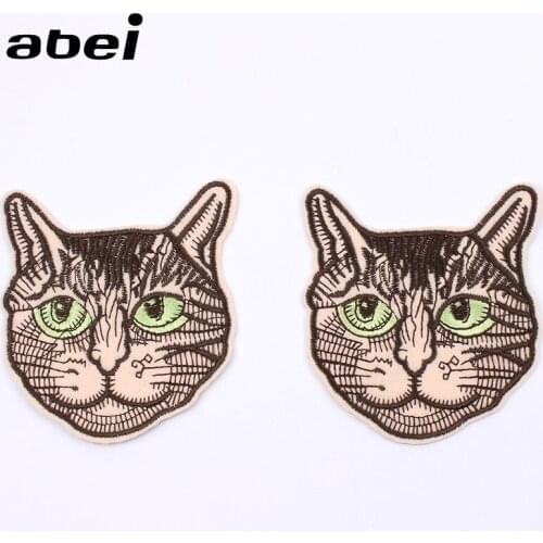 5PCS Lifelike Embroidered Cat Sticker Iron On Animal Patch for Punk Rock Jeans Coats DIY Sewing Apparel Accessories Pants Badge