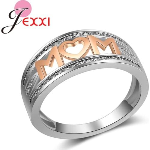 New Arrivals 925 Sterling Silver High Quality Wide Band Crystals Rings For Love MOM Birthday Gifts Sweet Jewelry Bague