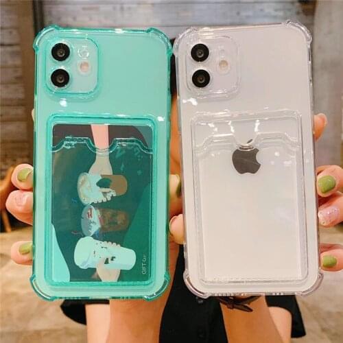 Wholesale Fashion PortableInsert Card Clear Airbag Phone Case For iPhone 11 12 Pro Max SE X XR XS Max 7 8 Plus SE Soft TPU Cover