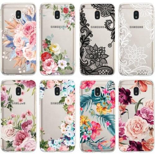 Case For Samsung Galaxy J3 J330F J5 J530F J7 J730F 2017 Cover flower TPU Jelly Transparent clear ultra thin soft case kimTHmall