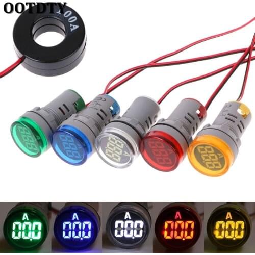 220V AC 22mm Digital Display Ampermeter Monitor Current Indicator Signal Light Ammeter Tester Measuring 0-100A Ampere Meter