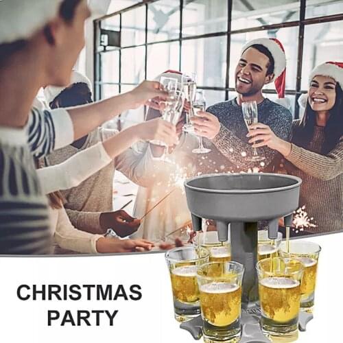 Liquor Dispenser 6 Shot Glass Wine Whisky Beer Dispenser Holder Drinking Games Tools for Christmas Home Party Bar Shot Glass