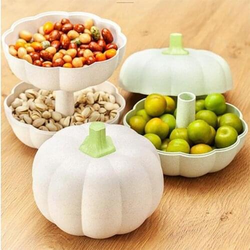 Double Layer Pumpkin Candy Box Creative Fruit Plate Snack Nuts Storage Box Cute Living Room Desktop Food Container Tools Cocina