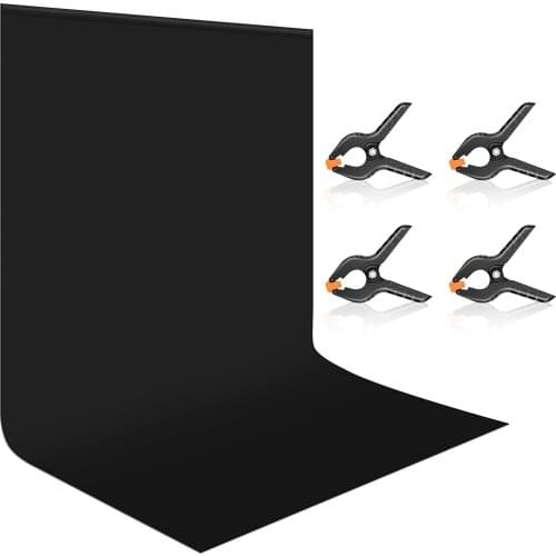 Neewer Black Backdrop Screen, Backdrop Background Screen with 4 Spring Clamps for Photography,Selfie Video, Live Video Recording