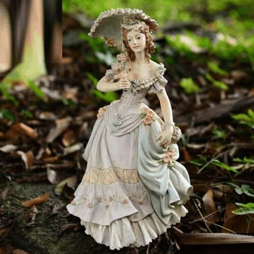 EUROPE VICTORIAN GIRL STATUE FASHION CHARACTER BEAUTY FIGURINES RESIN CRAFTS CREATIVE HOME DECORATION ORN ART WEDDING GIFT R4791