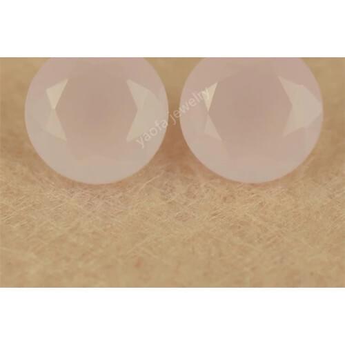 Hot Sale 3~15mm 5A Milky Translucence Pink Color Glass Gems Stone Round Brilliant Cut Loose Lab Created Glass Beads For Jewelry