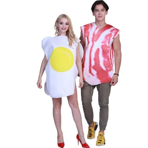 Halloween Costumes For Men Adult Show Stage Costume Couple Breakfast Food Cospaly Women Halloween Dress Bacon Costume SL2598